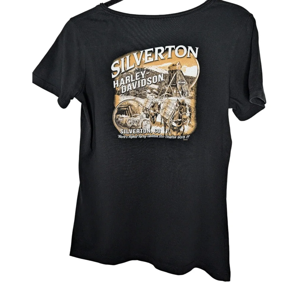 Harley Davidson Rhinestone Bling Silverton Tee Shirt - Picture 2 of 7